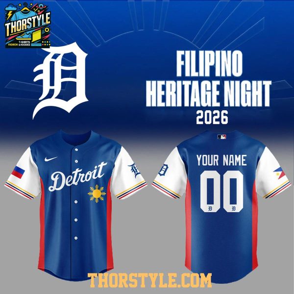 Detroit Tigers x Filipino Heritage Night 2026 Personalized Baseball Jersey