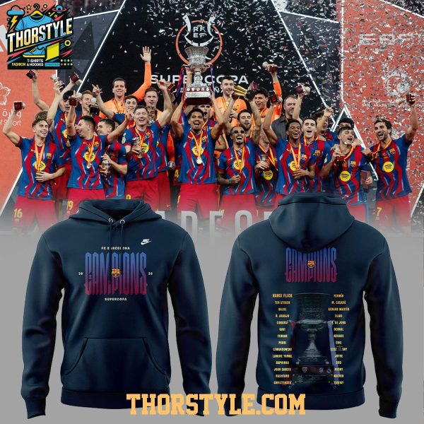 FC Barcelona De La Supercopa 2025-2026 Champions Hoodie T-Shirt