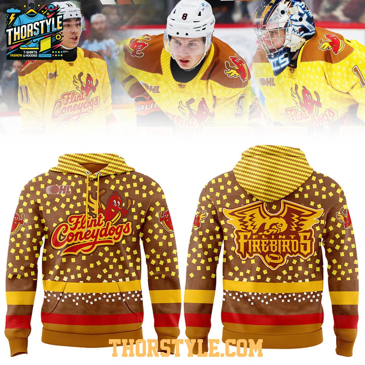 Flint Firebirds x Flint Coneydogs 2026 Night Hometown Hoodie T-Shirt Flint Firebirds x Flint Coneydogs 2026 Night Hometown Hoodie T-Shirt