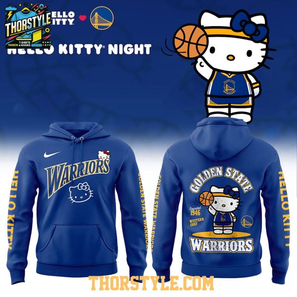 Golden State Warriors 2026 Hello Kitty Since 1946 Night Hoodie T-Shirt