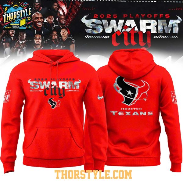 Houston Texans 2025 NFL Playoffs S.W.A.R.M. City Red Battle Hoodie T-Shirt