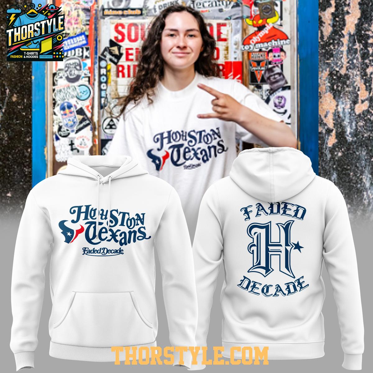 Houston Texans x Faded Decade 2025-2026 Season Hoodie T-Shirt Houston Texans x Faded Decade 2025-2026 Season Hoodie T-Shirt