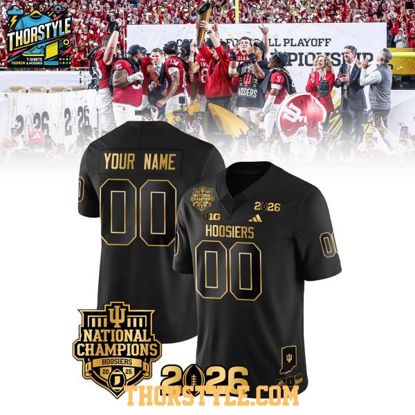 Indiana Hoosiers 2025 National Champions All Black Personalized Football Jersey