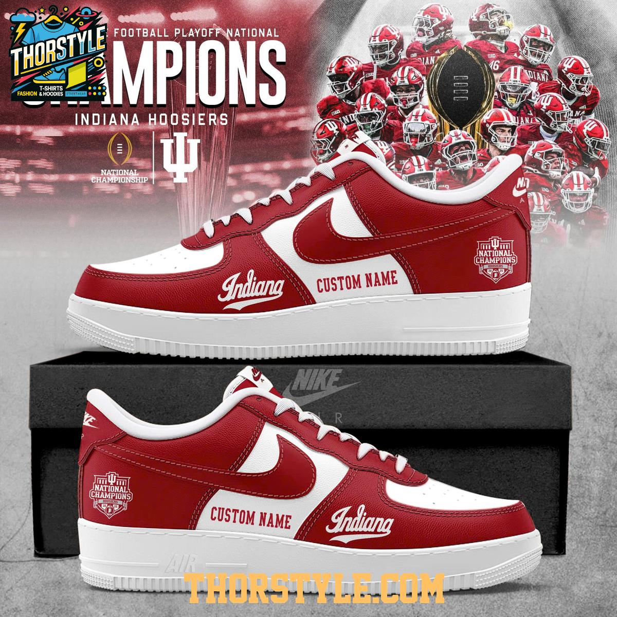 Indiana Hoosiers College Playoff 2025 National Champions AIr Force 1 Shoes Indiana Hoosiers College Playoff 2025 National Champions AIr Force 1 Shoes