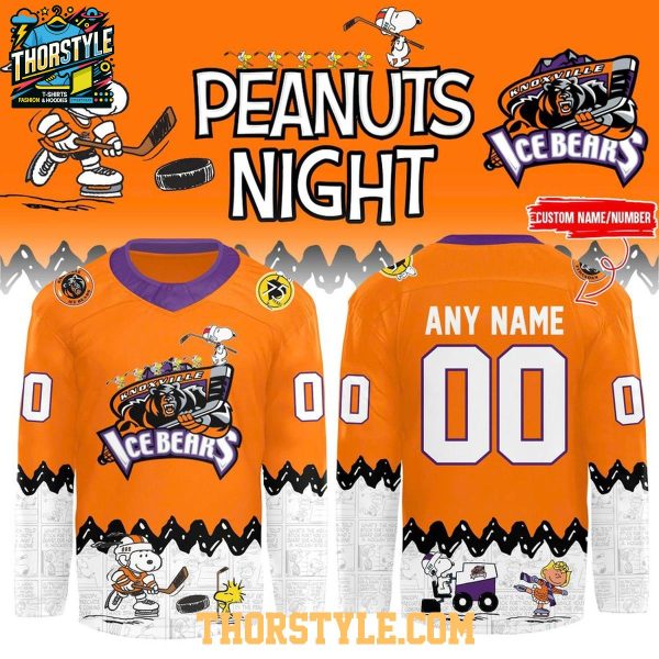 Knoxville Ice Bears Peanuts Night 2026 Snoopy Personalized Hockey Jersey