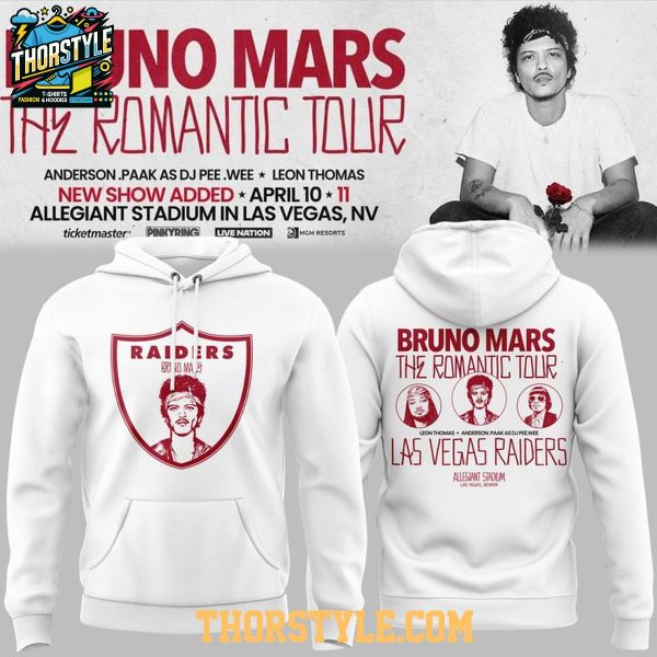 Las Vegas Raiders Bruno Mars The Romantic Tour 2026 Hoodie T-Shirt