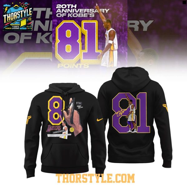 Los Angeles Lakers 20th Anniversary Of Kobe Bryant 81 Points 2026 Hoodie T-Shirt