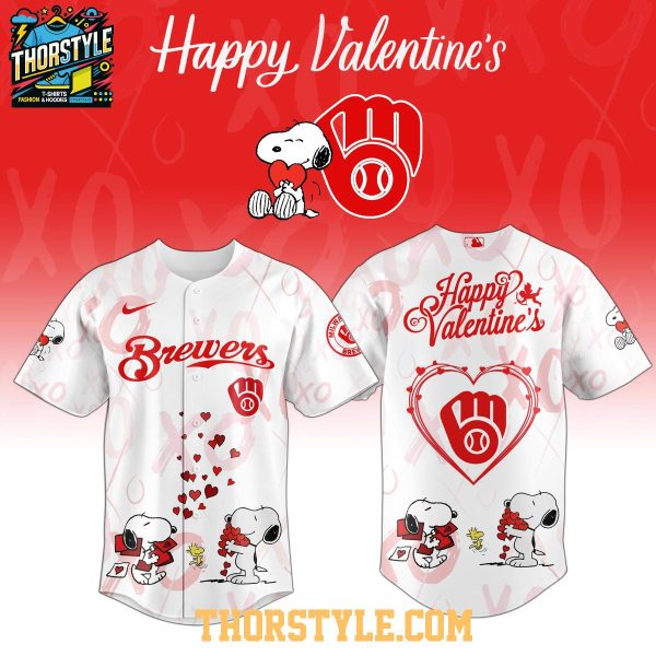 Milwaukee Brewers Peanuts Happy Valentine’s Day 2026 Personalized Baseball Jersey