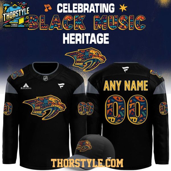 Nashville Predators Black Music Heritage 2026 Night Personalized Hockey Jersey