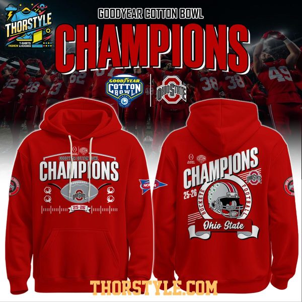 Ohio State Buckeyes Goodyear Cotton Bowl 2025 Champs Hoodie T-Shirt Red