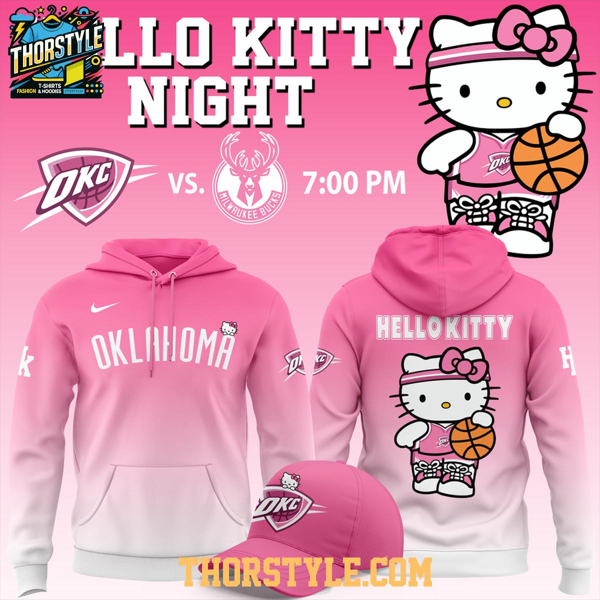 Oklahoma City Thunder Hello Kitty Basketball Night 2026 All Pink Hoodie T-Shirt Oklahoma City Thunder Hello Kitty Basketball Night 2026 All Pink Hoodie T-Shirt