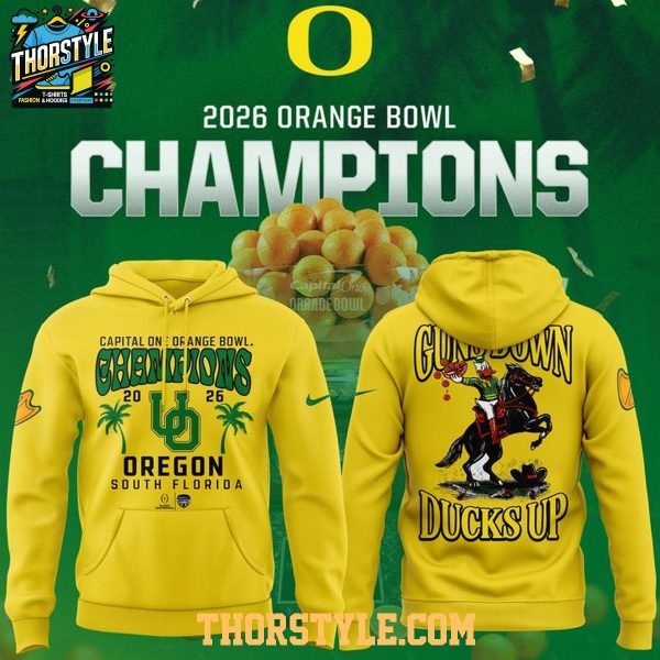 Oregon Ducks Orange Bowl Champions 2026 Gunsdown Duck Up Hoodie