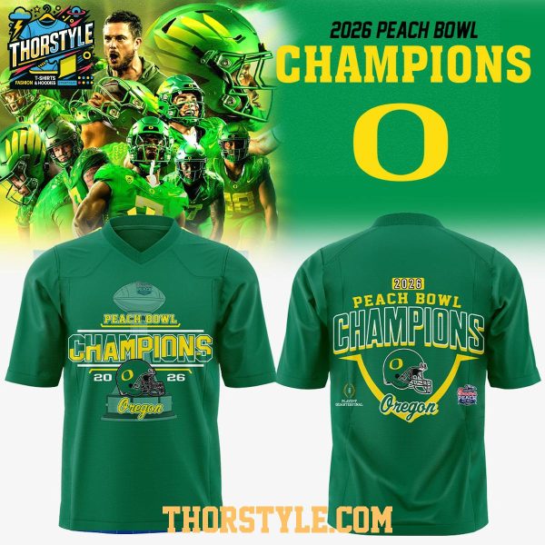 Oregon Ducks Peach Bowl Champion 2026 Personalized Football Jersey