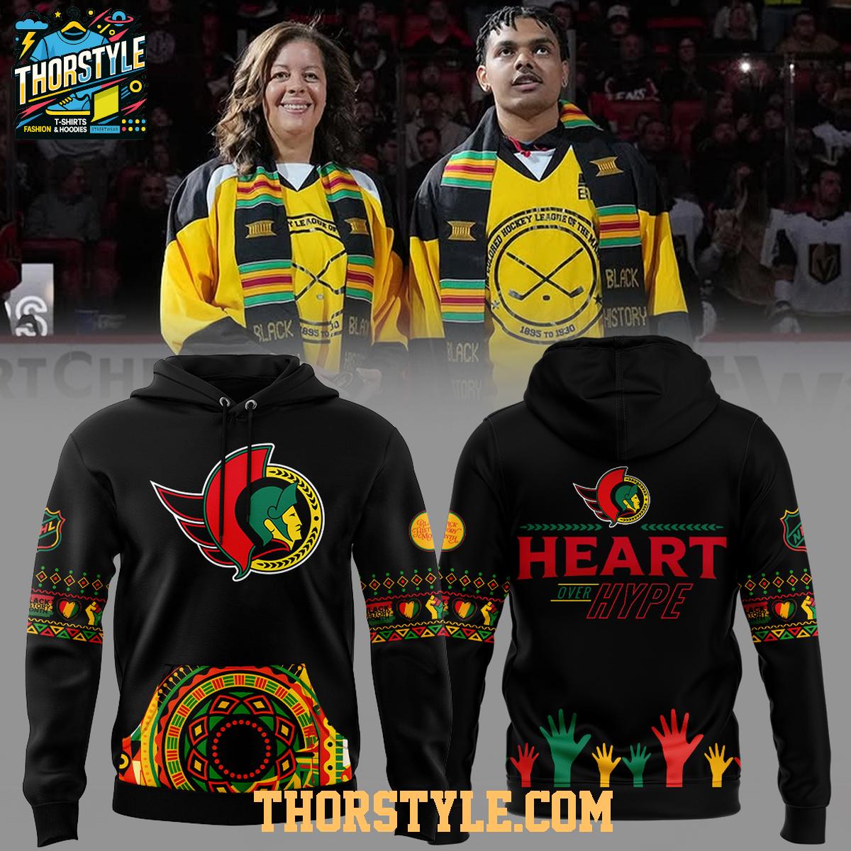 Ottawa Senators Black History 2026 Heart Over Hype Hoodie T-Shirt Ottawa Senators Black History 2026 Heart Over Hype Hoodie T-Shirt