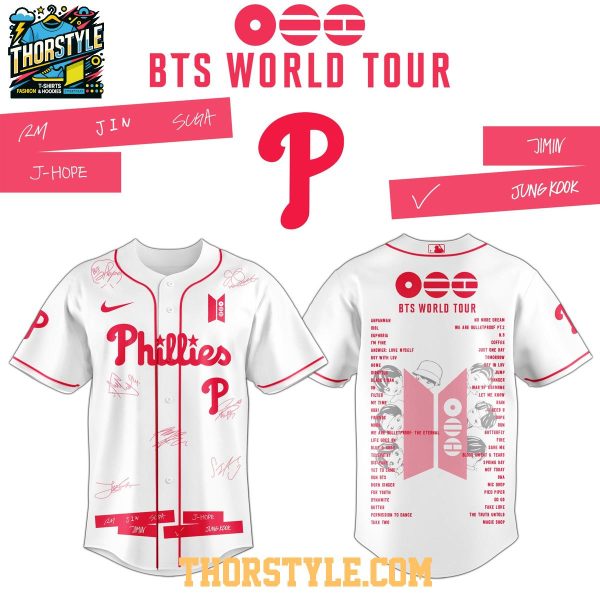 Philadelphia Phillies x BTS Comeback World Tour 2026 Personalized Baseball Jersey