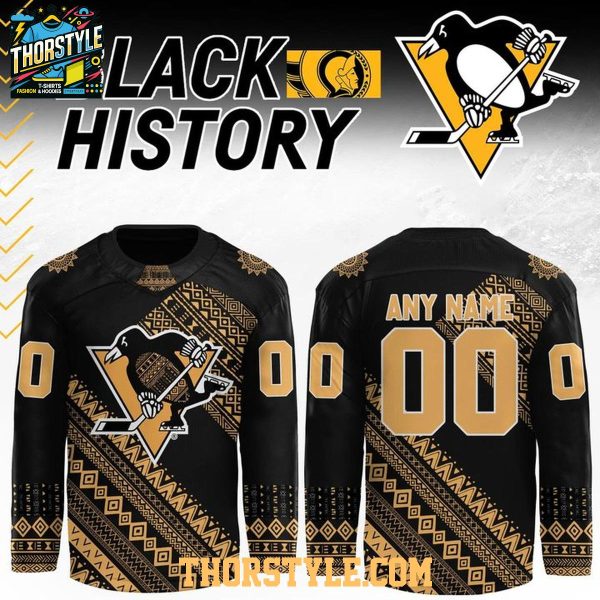 Pittsburgh Penguins Black History 2026 Night Personalized Hockey Jersey