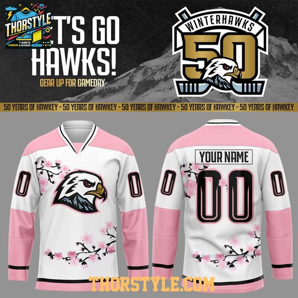 Portland Winterhawks 50th Anniversary Cherry Blossom Night 2026 Hockey Jersey