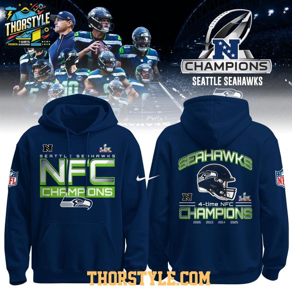 Seattle Seahawks 4-Time NFC Division Champions 2025-2026 Hoodie T-Shirt