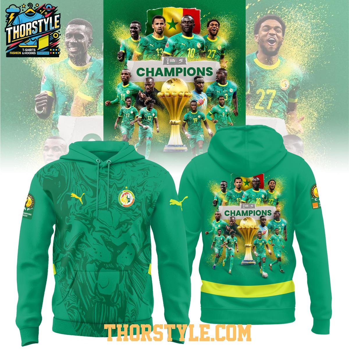 Senegal 2025 Africa Cup Of Nations AFCON Champions Hoodie T-Shirt Senegal 2025 Africa Cup Of Nations AFCON Champions Hoodie T-Shirt