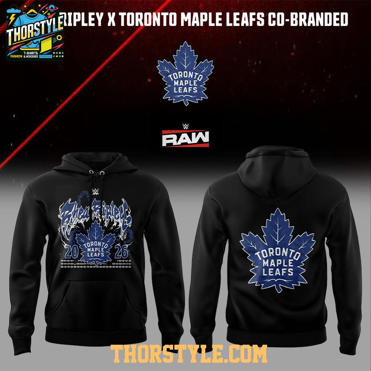 Toronto Maple Leafs Co-Branded 2026 Rhea Ripley Hoodie T-Shirt Toronto Maple Leafs Co-Branded 2026 Rhea Ripley Hoodie T-Shirt