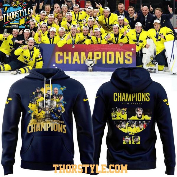 Tre Kronor 2026 IIHF World Junior Champions Hockey Hoodie T-Shirt
