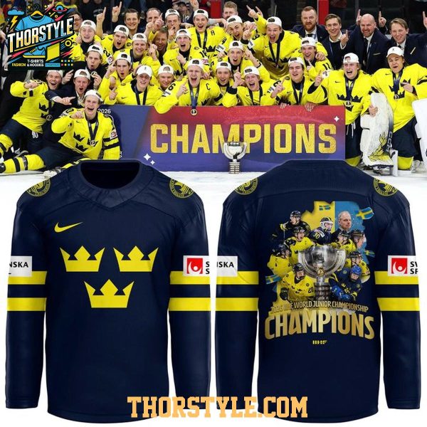 Tre Kronor IIHF World Junior Champions 2026 Personalized Hockey Jersey