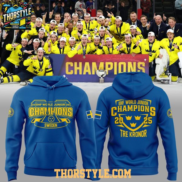 Tre Kronor IIHF World Junior Hockey Champions 2026 Celebrate Hoodie T-Shirt