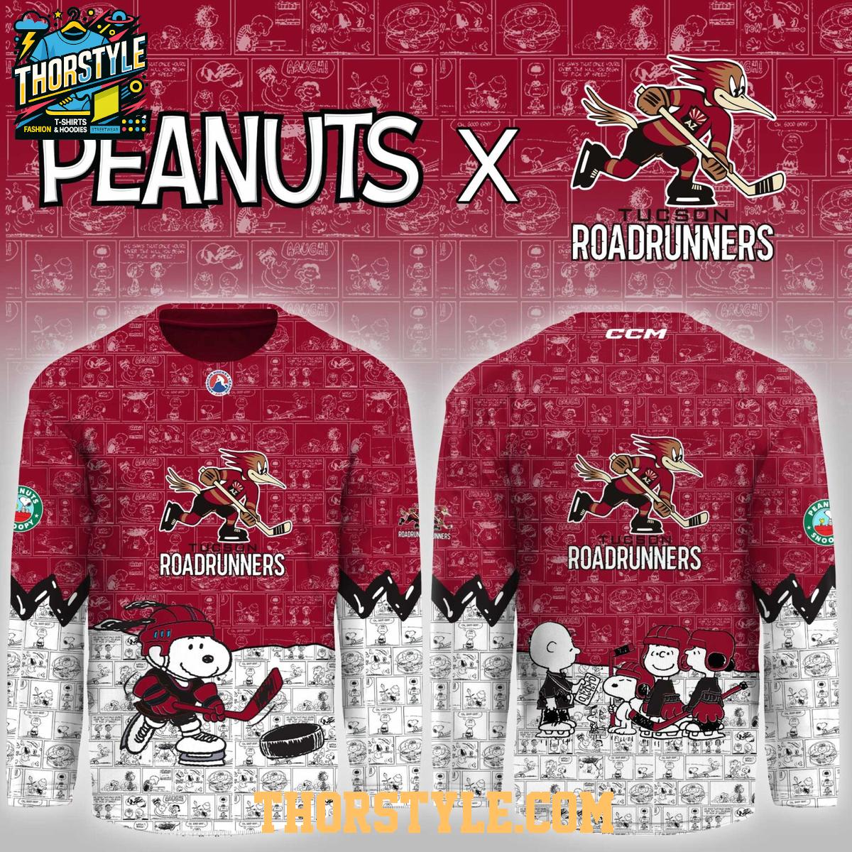 Tucson Roadrunners Peanuts Night 2026 Snoopy Vibe Hockey Jersey Tucson Roadrunners Peanuts Night 2026 Snoopy Vibe Hockey Jersey