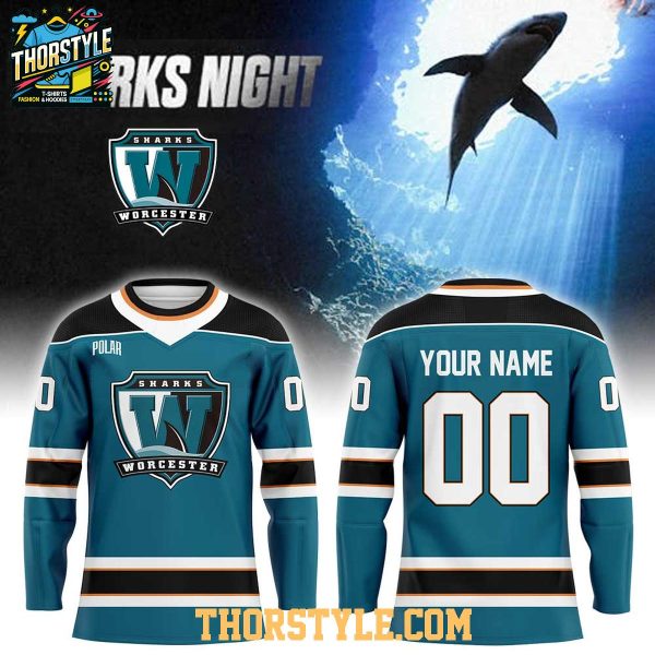 Worcester Railers HC 2026 Worcester Sharks Night Personalized Hockey Jersey