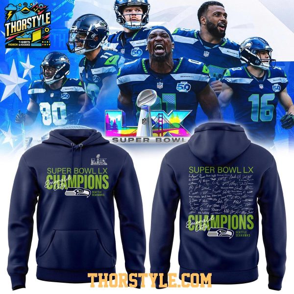 2026 Seattle Seahawks Super Bowl Champions LX Signed Hoodie T-Shirt