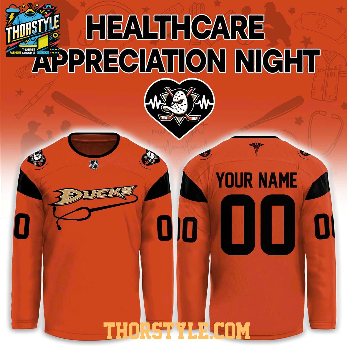 Anaheim Ducks x Healthcare Appreciation Night 2026 Personalized Hockey Jersey Anaheim Ducks x Healthcare Appreciation Night 2026 Personalized Hockey Jersey