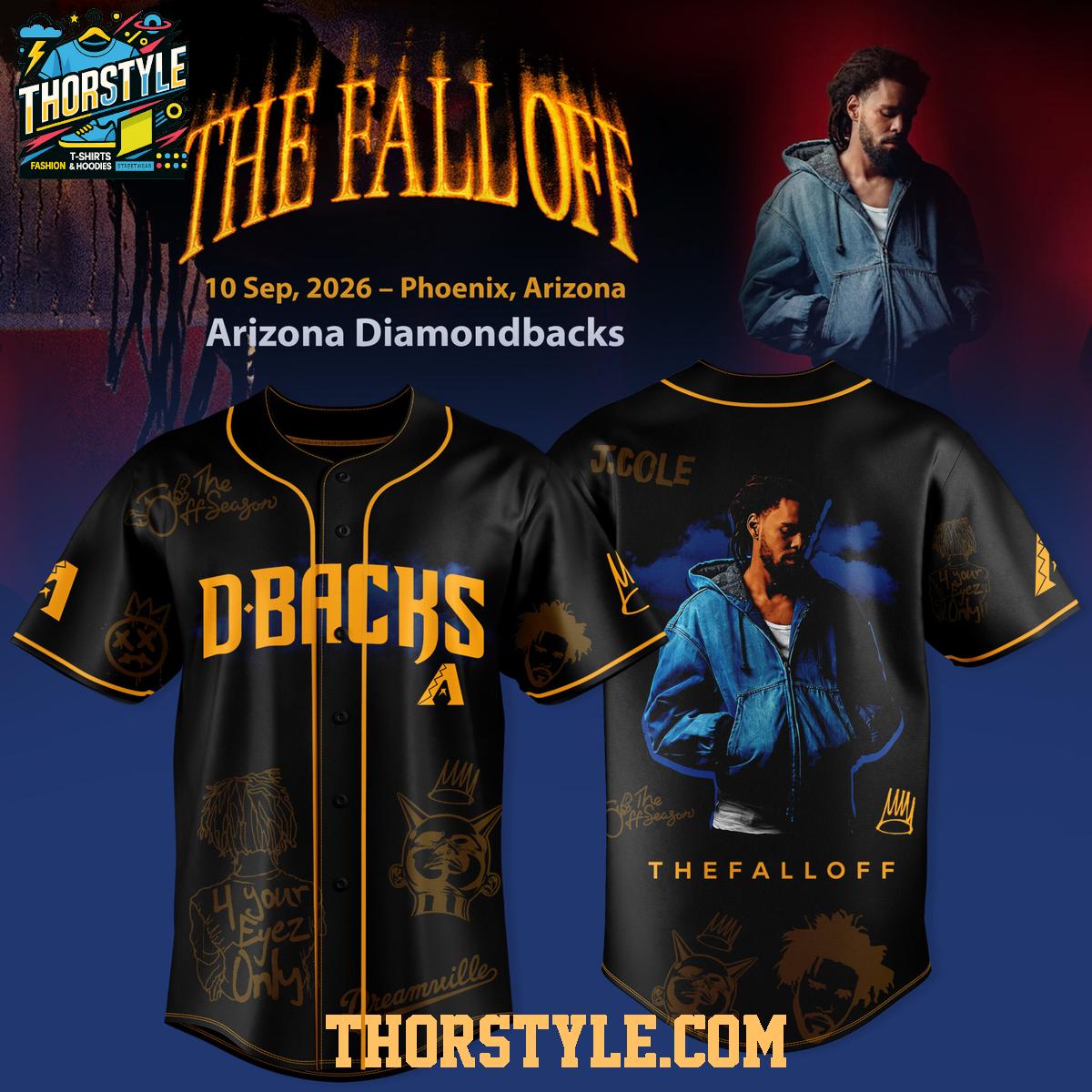 Arizona Diamondbacks x J. Cole The Fall Off 2026 Tour Baseball Jersey Arizona Diamondbacks x J. Cole The Fall Off 2026 Tour Baseball Jersey