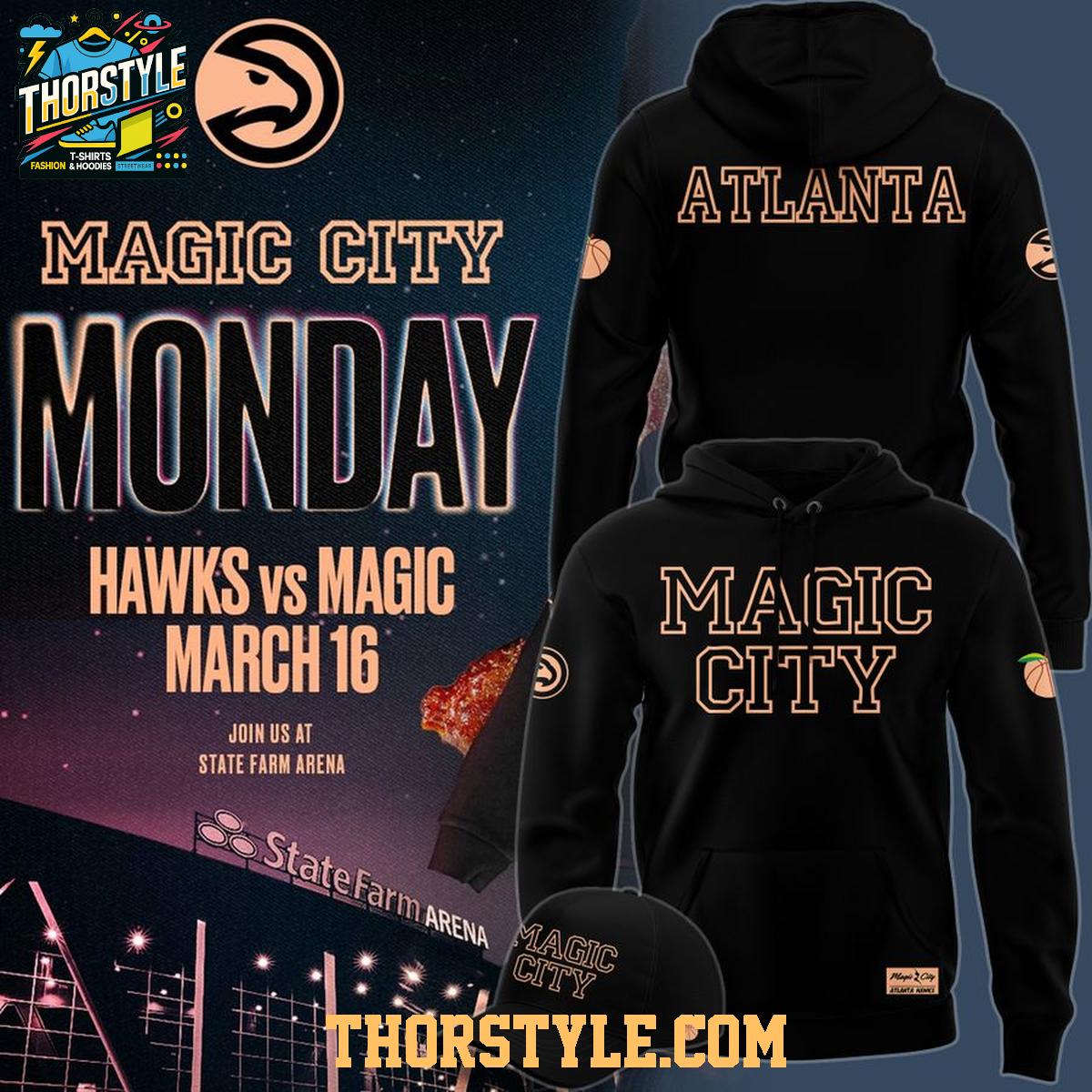 Atlanta Hawks x Orlando Magic City 2026 Black Night Hoodie T-Shirt Atlanta Hawks x Orlando Magic City 2026 Black Night Hoodie T-Shirt