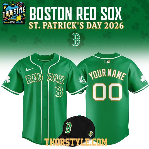 Boston Red Sox Happy St. Patrick’s Day 2026 Personalized Baseball Jersey