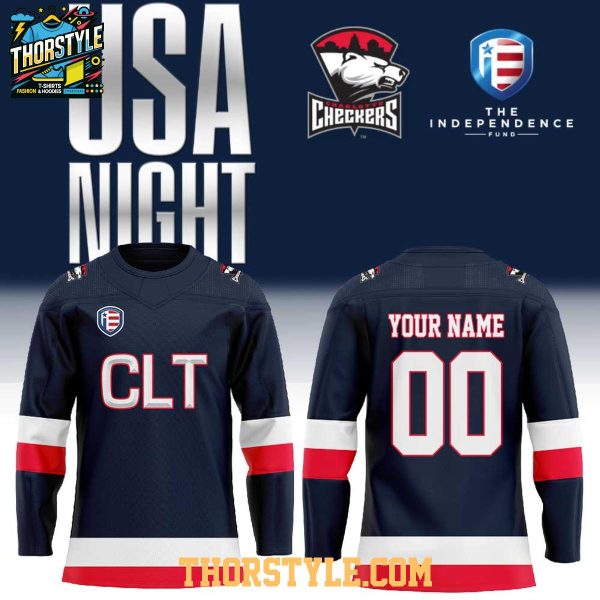 Charlotte Checkers USA Night 2026 Personalized Hockey Jersey