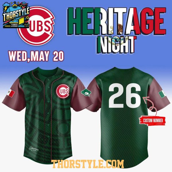 Chicago Cubs 2026 Mexican Heritage Night Personalized Baseball Jersey