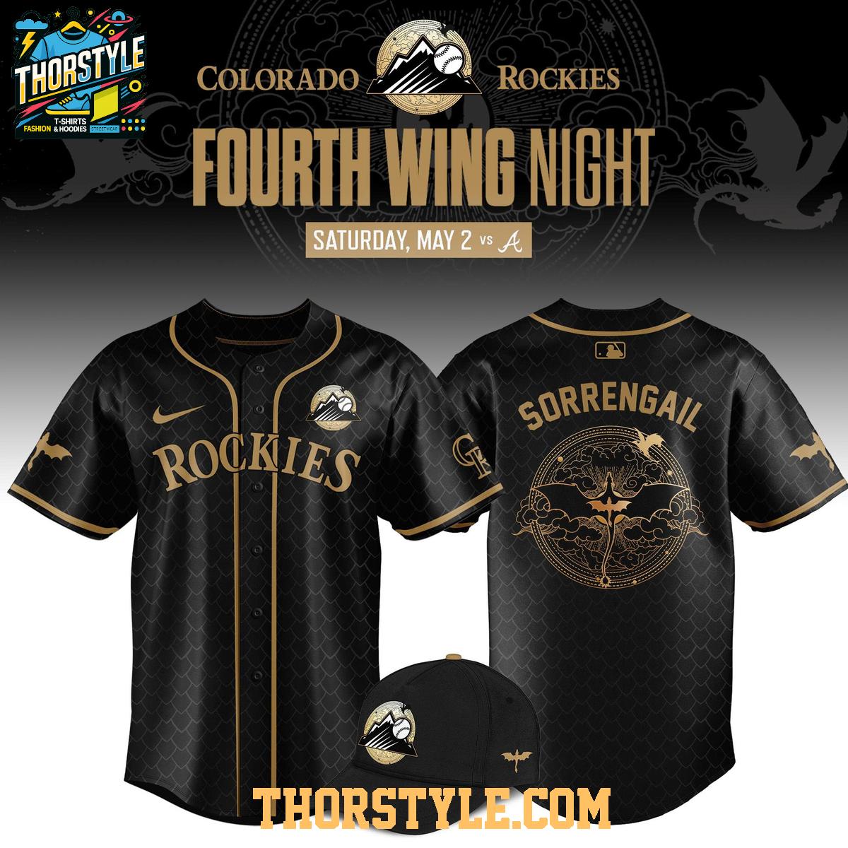 Colorado Rockies 2026 Fourth Wing Night Sorrengail Baseball Jersey Colorado Rockies 2026 Fourth Wing Night Sorrengail Baseball Jersey