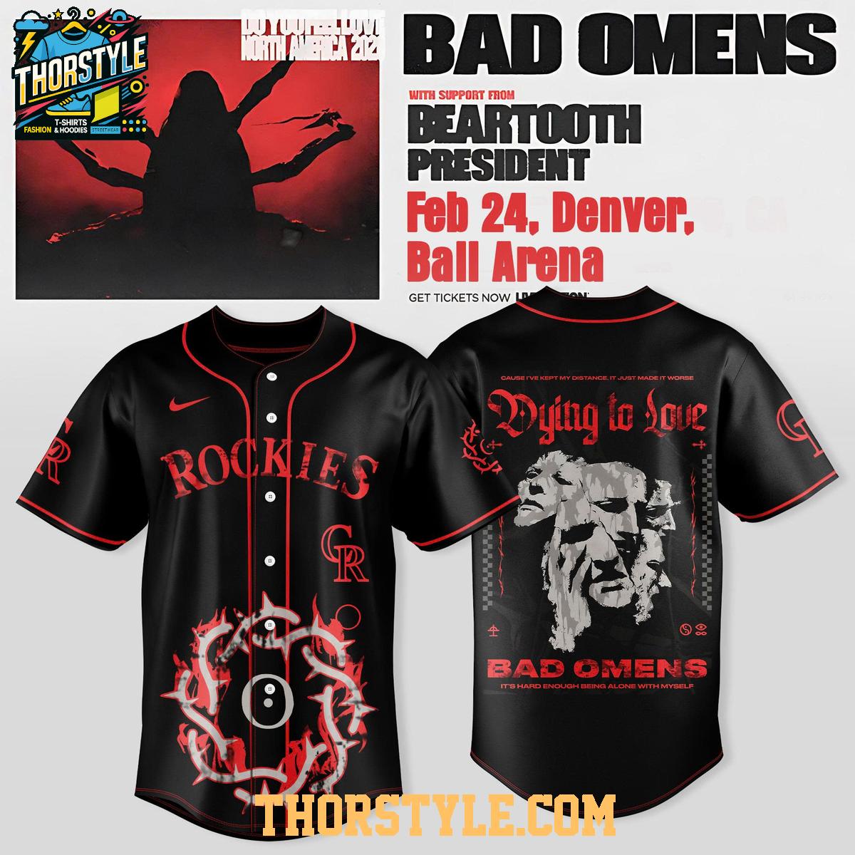 Colorado Rockies Bad Omens Do You Feel Love North America 2026 Tour Jersey Colorado Rockies Bad Omens Do You Feel Love North America 2026 Tour Jersey