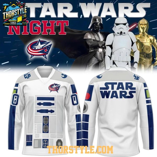 Columbus Blue Jackets R2-D2 Star Wars Night 2026 Personalized Hockey Jersey