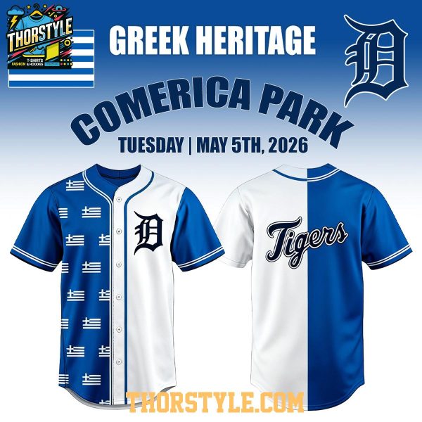 Detroit Tigers x Greek Heritage Night 2026 Celebration Baseball Jersey