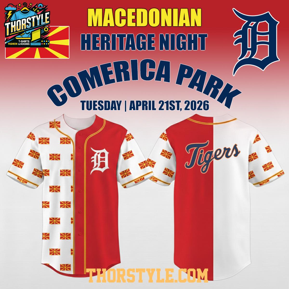 Detroit Tigers x Macedonian Heritage Night 2026 Baseball Jersey Detroit Tigers x Macedonian Heritage Night 2026 Baseball Jersey