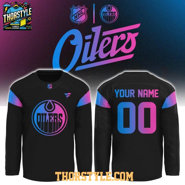 Edmonton Oilers Cyberpunk 2026 Warm Up Game Personalized Hockey Jersey