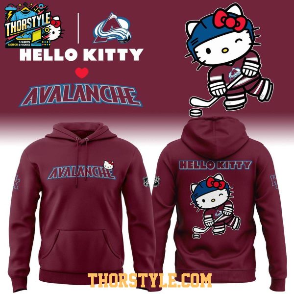 Hello Kitty x Colorado Avalanche 2026 NHL Night Collab Hoodie Shirts