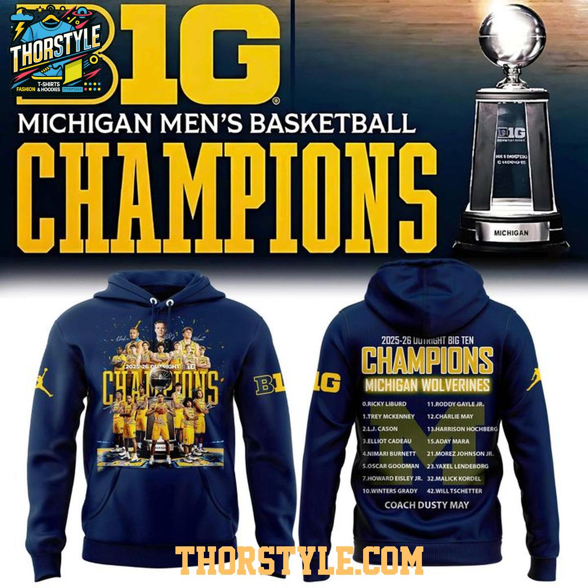 Michigan Wolverines 2025-2026 Big Ten Outright Champions Hoodie T-Shirt Michigan Wolverines 2025-2026 Big Ten Outright Champions Hoodie T-Shirt