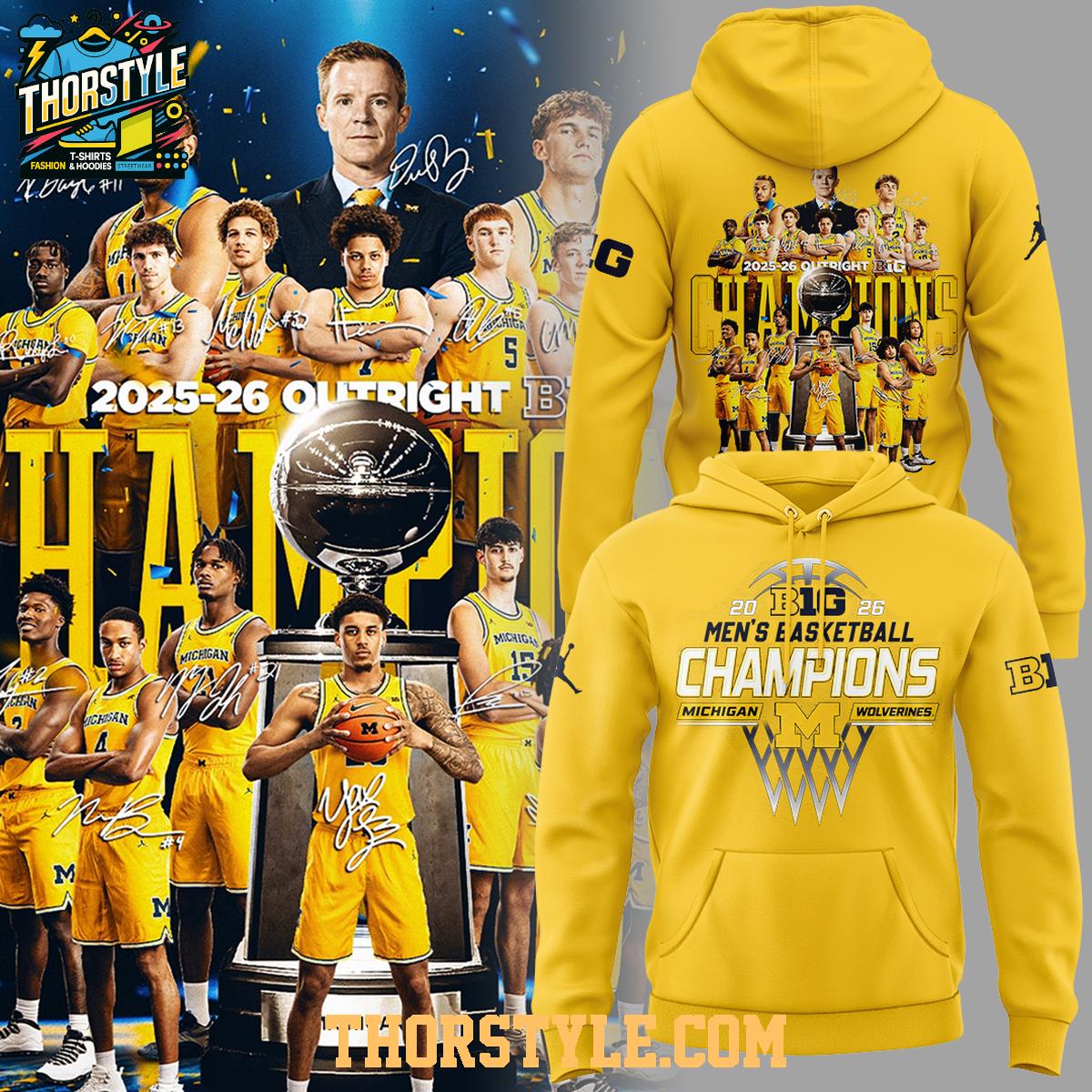 Michigan Wolverines 2026 Big10 Champions Men's Basketball Hoodie Shirts Michigan Wolverines 2026 Big10 Champions Men's Basketball Hoodie Shirts