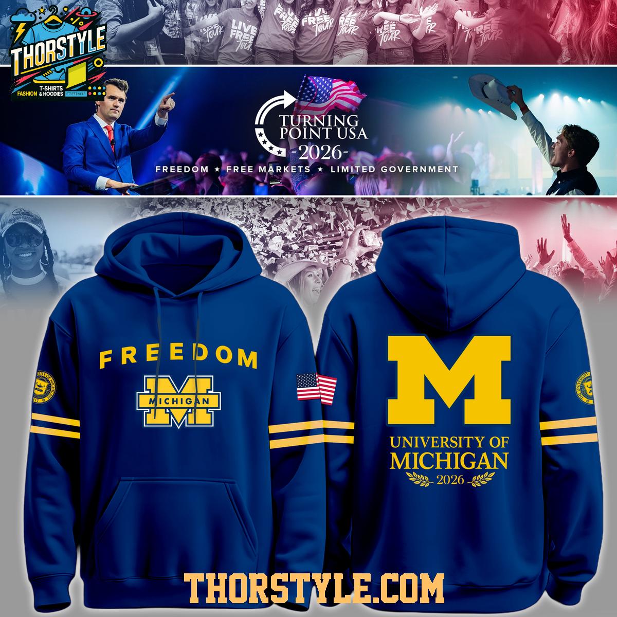 Michigan Wolverines 2026 Turning Point USA x University Of Michigan Hoodie Michigan Wolverines 2026 Turning Point USA x University Of Michigan Hoodie
