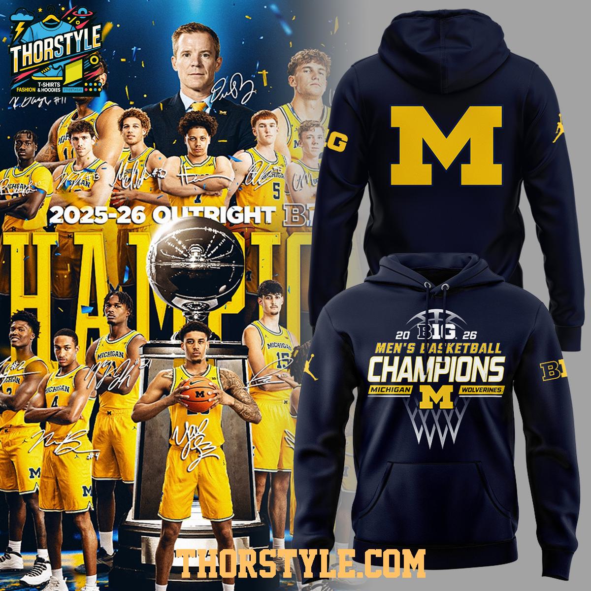 Michigan Wolverines Champions Big Ten Men's Basketball Hoodie Michigan Wolverines Champions Big Ten Men's Basketball Hoodie