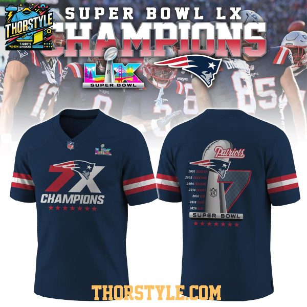New England Patriots Super Bowl LIX 7 Times Champions 2026 Personalized Football Jersey
