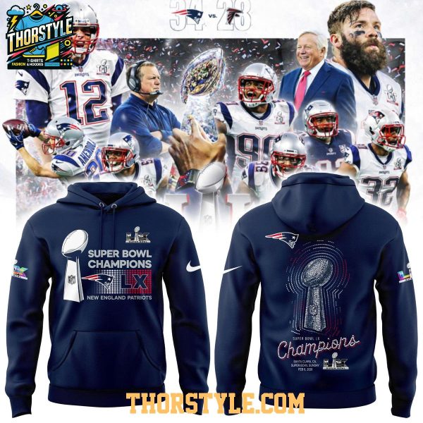 New England Patriots Super Bowl LX Champions 2025 Santa Clara Hoodie T-Shirt