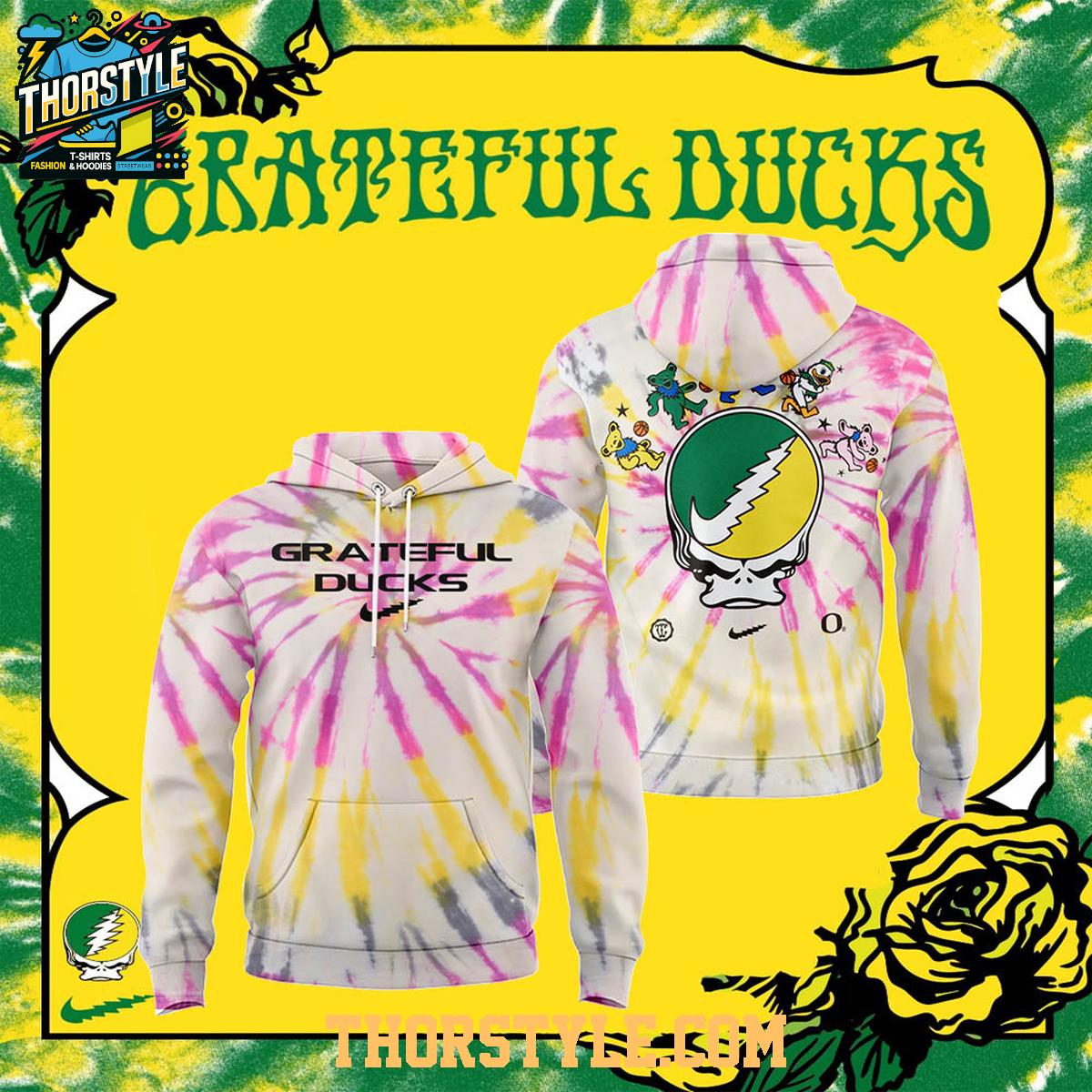 Oregon Ducks x Grateful Dead 2026 Night Tye Dye Hoodie T-Shirt Oregon Ducks x Grateful Dead 2026 Night Tye Dye Hoodie T-Shirt
